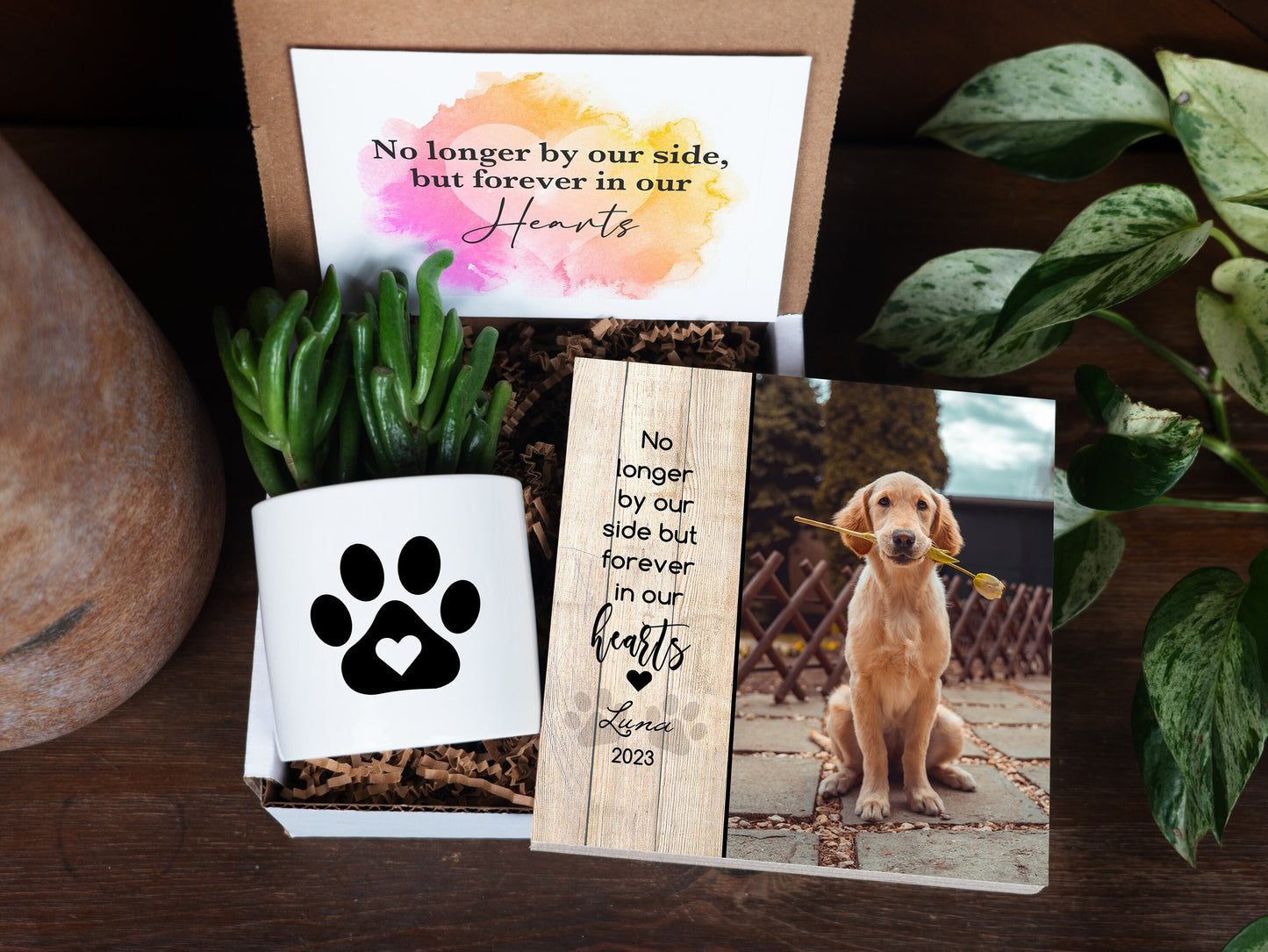 Personalized Dog Memorial Gift - 6" Photo Block + Planter - Pet Memorial Gift, Dog Memorial Frame , Loss of Dog Gift, Pet Memorial Gift Box
