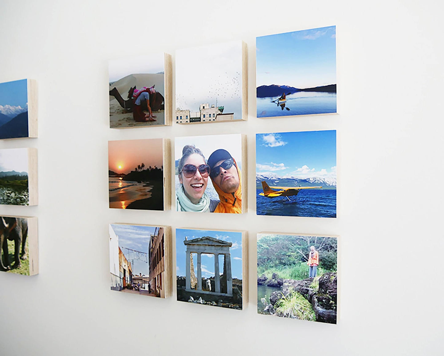 Custom Travel Photo Collage On Wood Blocks - Photo On Wood, Travel Photo Display, Custom Photo Wall