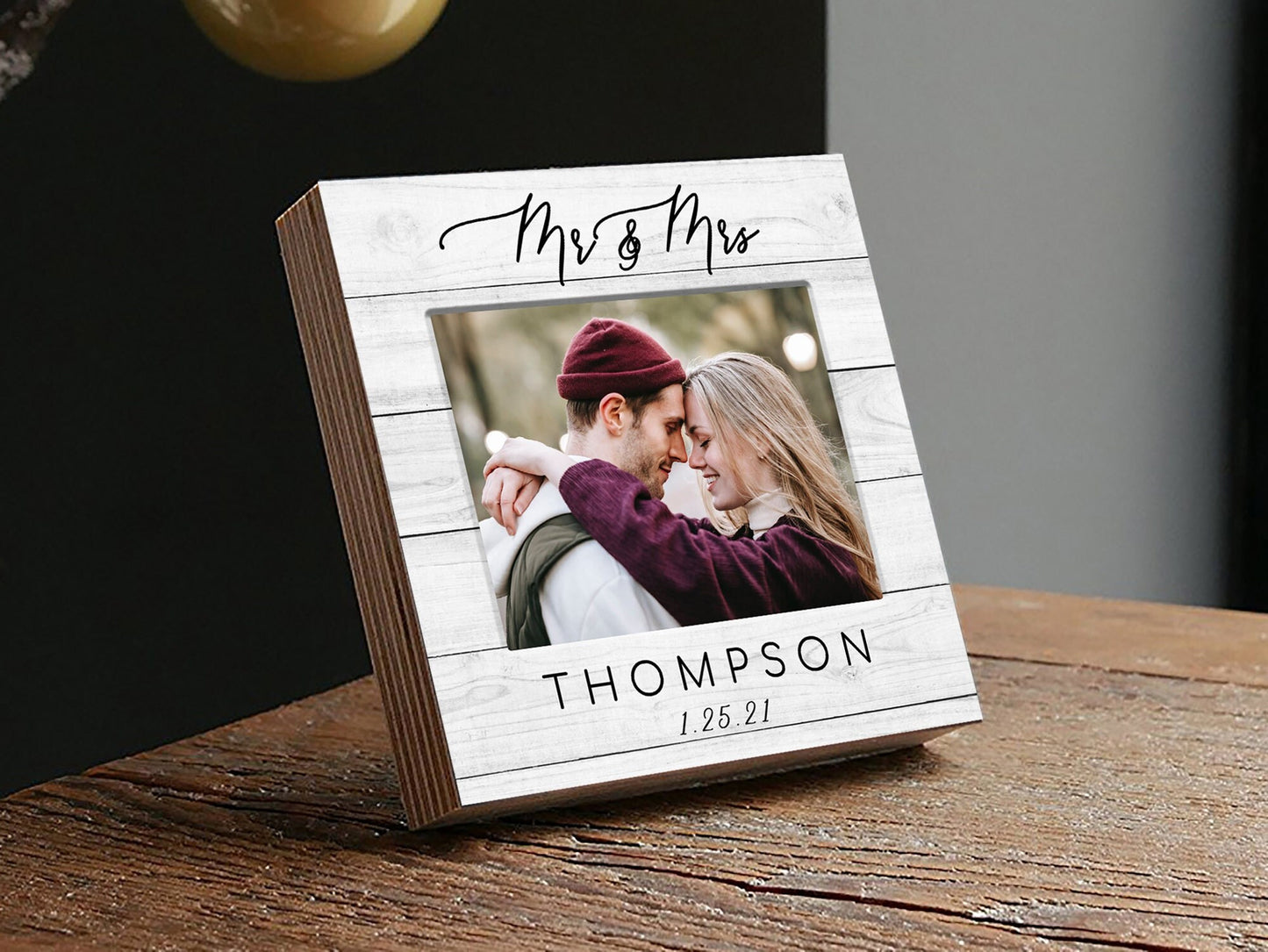 Personalized Engagement Frame Gift for Couple - 4" or 6"- Photo Block - Gift Ideas for Bride and Groom, Wedding Engagement Frames