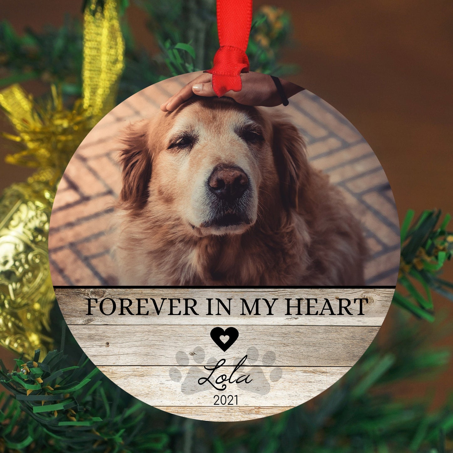 Personalized Pet Sympathy Gift - Christmas Photo Ornament - 4" or 6 (JUMBO)" - Personalized Christmas Ornament - Dog Memorial Photo