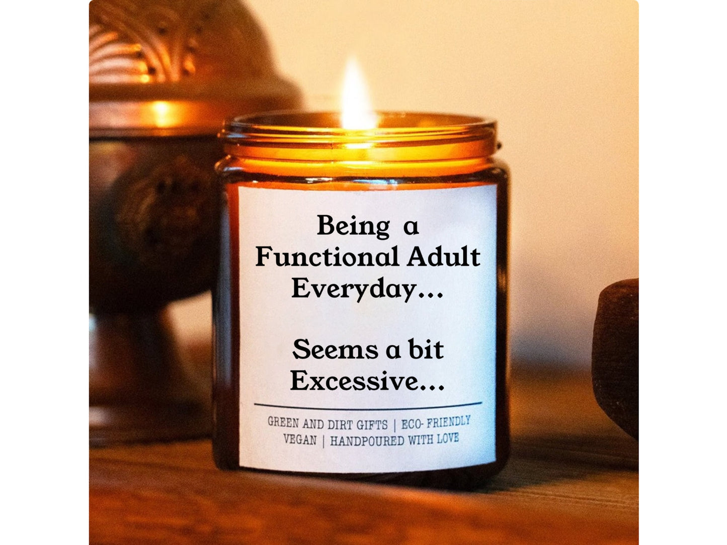 Personalized Candle - 9oz  Being A Functional Adult Everyday Candle (Funny Humor Relatable Witty Home Decor Quote Christmas Creative Gift)
