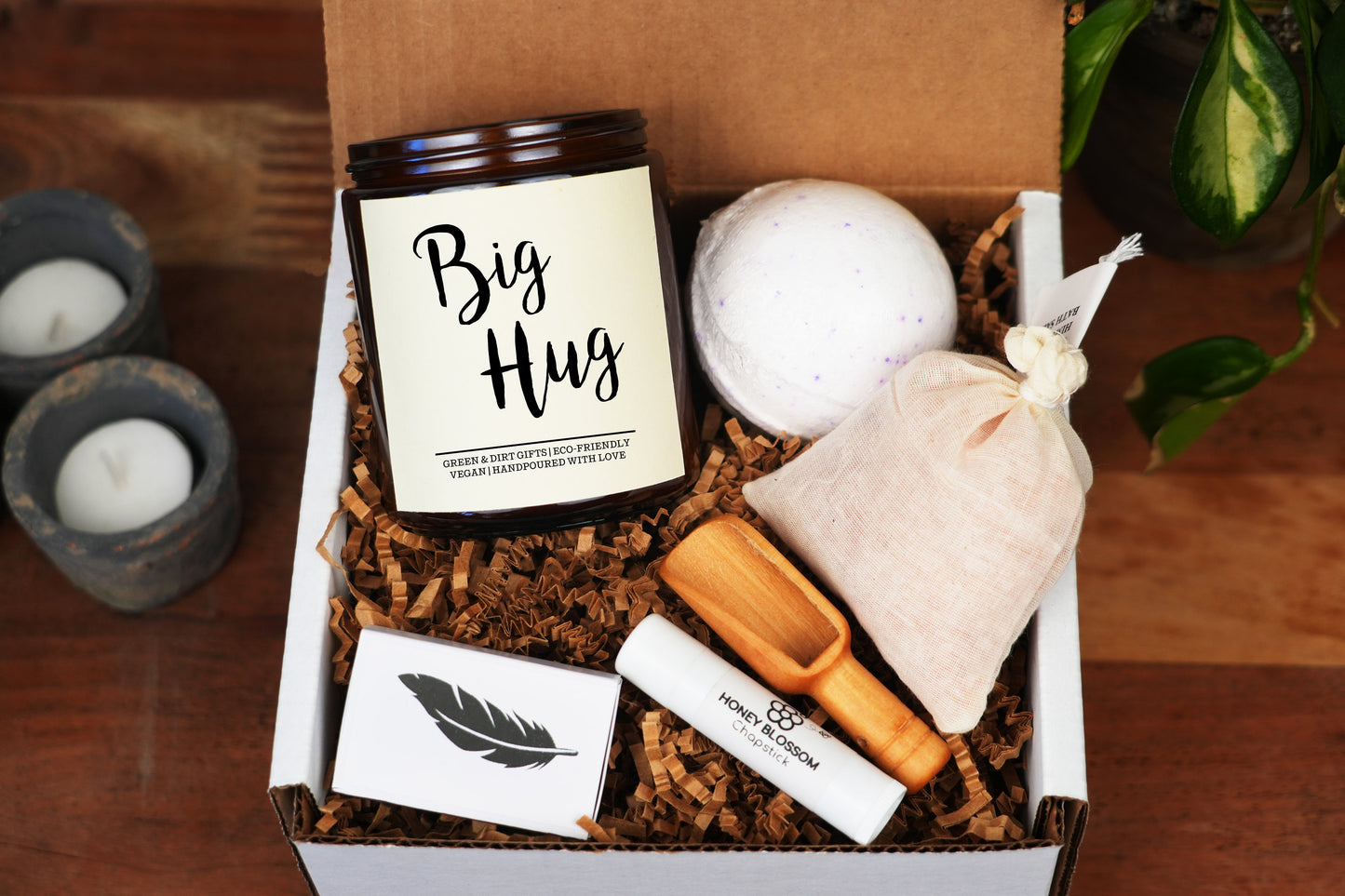 Big Hug Thank you gift box -9oz Candle -Self Care Gift Box, Care Package For Her, Gift Baskets for Women, New Mom Gift Basket, Get Well Soon