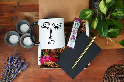 Face Mug - 11oz Coffee Mug - Home Decor Mug, Spa Gift Box, Art Mug, Art Lover, One Line Art, Thank you gift Box, Self Care Gift Box